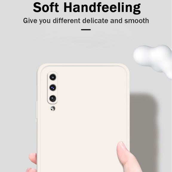 For Samsung Galaxy A50 Solid Color Imitation Liquid Silicone Straight Edge Dropproof Full Coverage Protective Case(Matcha Green)