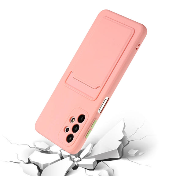 For Samsung Galaxy A32 4G Card Slot Design Shockproof TPU Protective Case(Pink)