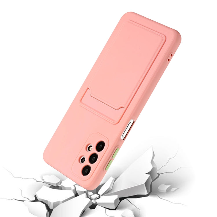 For Samsung Galaxy A32 4G Card Slot Design Shockproof TPU Protective Case(Pink)