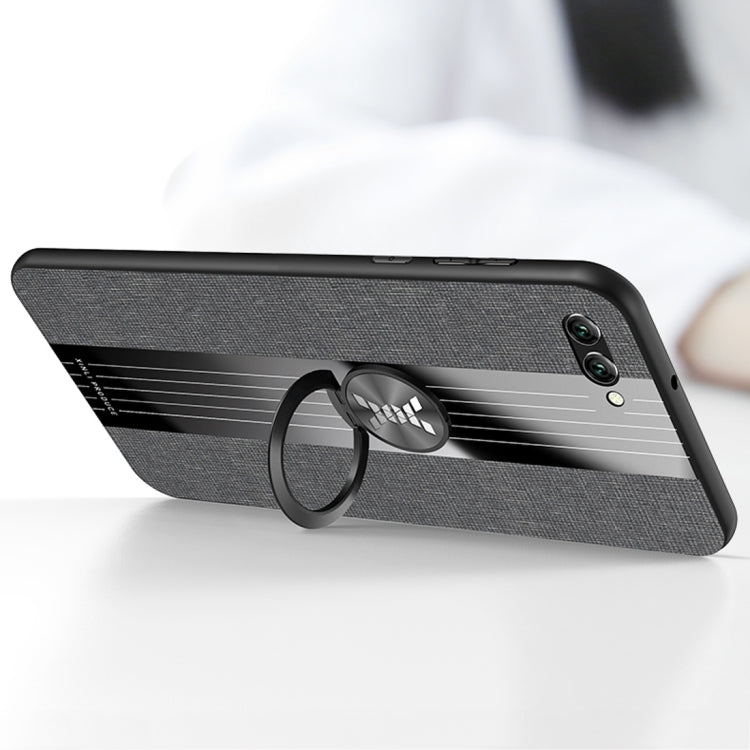 For Huawei nova 2s XINLI Stitching Cloth Textue Shockproof TPU Protective Case with Ring Holder(Black)