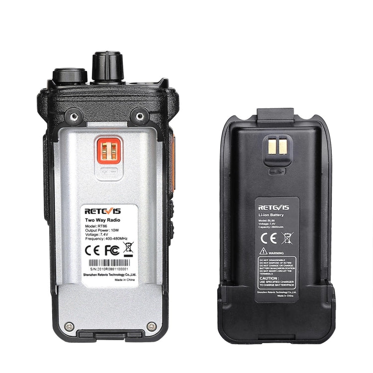 RETEVIS RT86 10W 430-440MHz 16CHS Two Way Radio Handheld Walkie Talkie with Wireless Copy Function(Black)