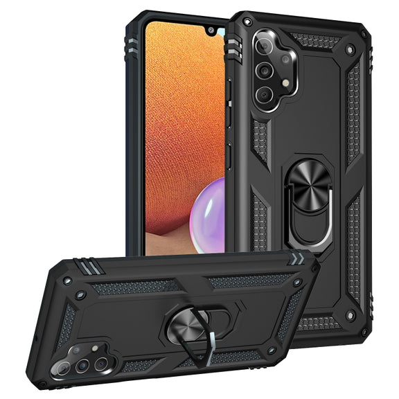For Samsung Galaxy A32 4G Shockproof TPU + PC Protective Case with 360 Degree Rotating Holder(Black)