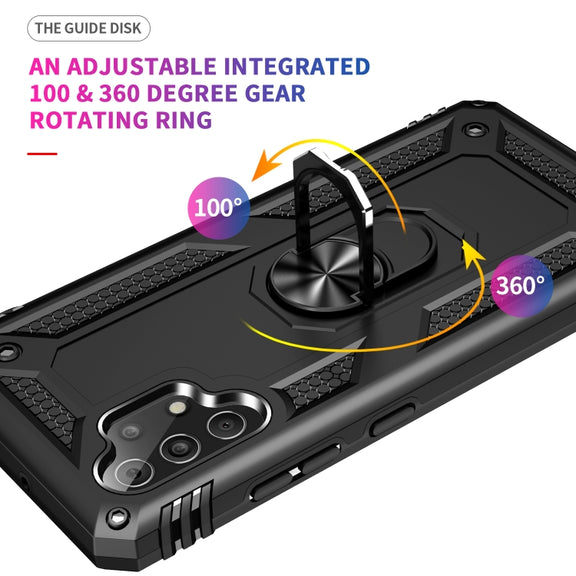 For Samsung Galaxy A32 4G Shockproof TPU + PC Protective Case with 360 Degree Rotating Holder(Black)