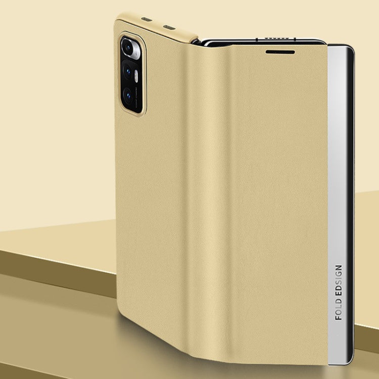 For Xiaomi Mi Mix Fold Matte First Layer Cowhide Folding Leather Case(Yellow)