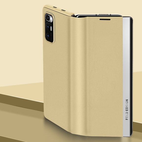 For Xiaomi Mi Mix Fold Matte First Layer Cowhide Folding Leather Case(Yellow)