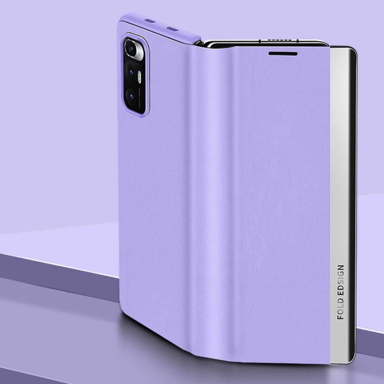 For Xiaomi Mi Mix Fold Matte First Layer Cowhide Folding Leather Case(Purple)