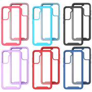 For Samsung Galaxy S21 FE Starry Sky Solid Color Series Shockproof PC + TPU Protective Case(Red)