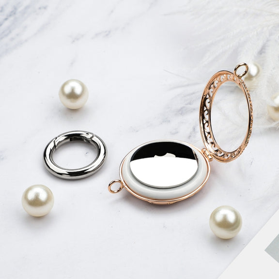 Copper Jewelry Style Shockproof Protective Cover Case with Keychain Hook Loop For AirTag(Rose Gold)
