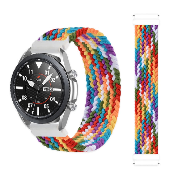 Compatible with Garmin Vivoactive 3 Adjustable Nylon Braided Elasticity Watch Band, Size:125mm(Rainbow)
