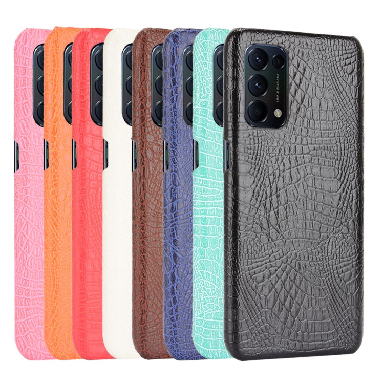 For OPPO Reno5 5G / Find X3 Lite Shockproof Crocodile Texture PC + PU Case(Blue)