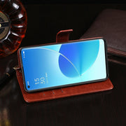 For OPPO Reno 6 Pro 5G idewei Crazy Horse Texture Horizontal Flip Leather Case with Holder & Card Slots & Wallet(Rose Red)