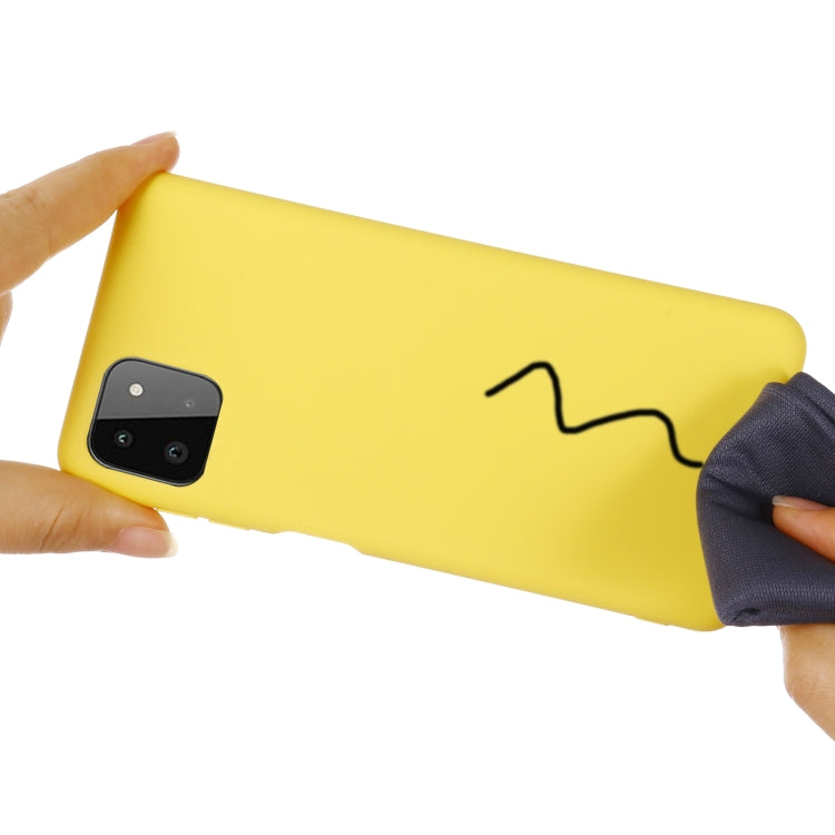 For Samsung Galaxy A22 5G Solid Color Liquid Silicone Dropproof Full Coverage Protective Case(Yellow)