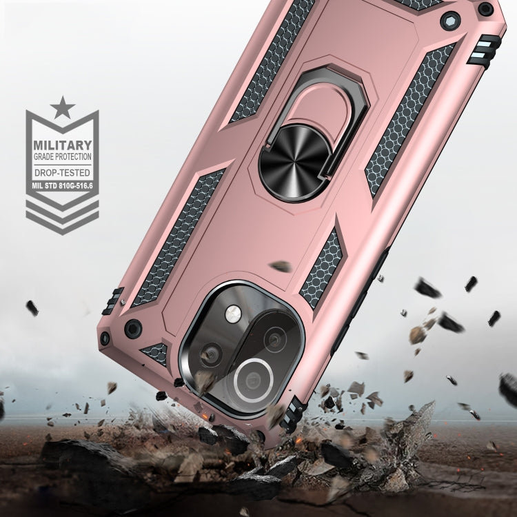 For Xiaomi Mi 11 Lite 5G Shockproof TPU + PC Protective Case with 360 Degree Rotating Holder(Rose Gold)