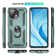 For Xiaomi Mi 11 Lite 5G Shockproof TPU + PC Protective Case with 360 Degree Rotating Holder(Dark Green)