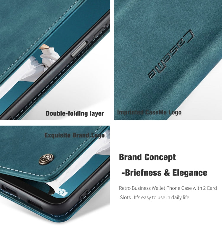 For Samsung Galaxy A22 5G CaseMe 013 Multifunctional Horizontal Flip Leather Case with Card Slot & Holder & Wallet(Blue)