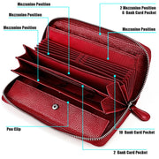 RFID Lychee Texture Fashion Organ Clutch Ladies Zipper Long Change Bag(ArmyGreen)