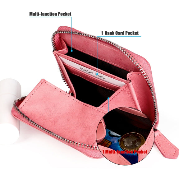 RFID Anti-theft Zipper Leather Coin Purse Coin Storage Bag(Black)