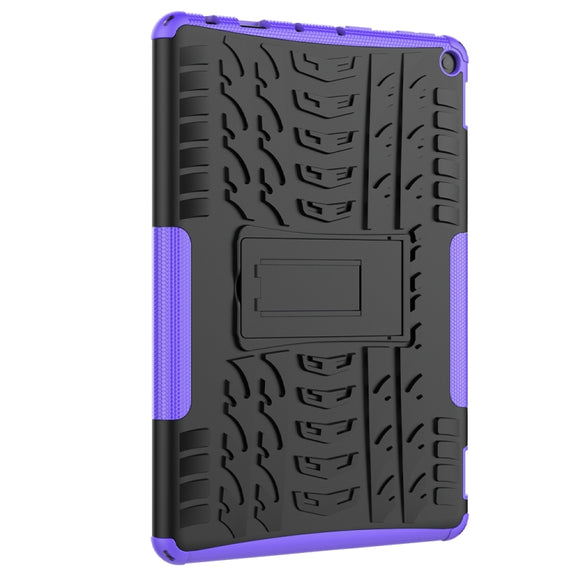 For Amazon Fire HD 10 2021 Tire Texture Shockproof TPU+PC Protective Case with Holder(Purple)