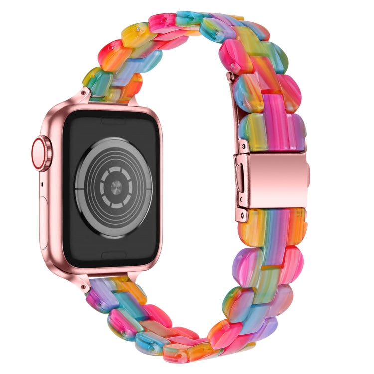 Oval Resin Watch Band For Apple Watch Series 9&8&7 41mm / SE 3&SE 2&6&SE&5&4 40mm / 3&2&1 38mm(Rainbow)