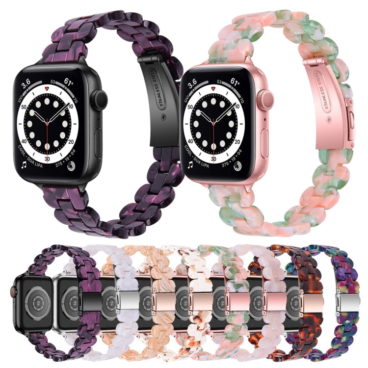 Oval Resin Watch Band For Apple Watch Series 9&8&7 41mm / SE 3&SE 2&6&SE&5&4 40mm / 3&2&1 38mm(Rainbow)