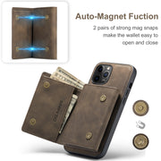 For iPhone 12 Pro Max DG.MING M1 Series 3-Fold Multi Card Wallet + Magnetic Back Cover Shockproof Case with Holder Function(Coffee)