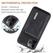 For iPhone 12 Pro Max DG.MING M2 Series 3-Fold Multi Card Bag + Magnetic Back Cover Shockproof Case with Wallet & Holder Function(Black)
