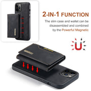 For iPhone 12 Pro Max DG.MING M2 Series 3-Fold Multi Card Bag + Magnetic Back Cover Shockproof Case with Wallet & Holder Function(Black)