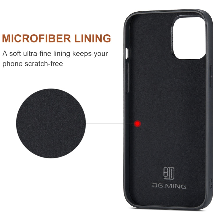 For iPhone 12 Pro Max DG.MING M2 Series 3-Fold Multi Card Bag + Magnetic Back Cover Shockproof Case with Wallet & Holder Function(Black)