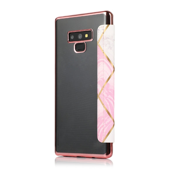 For Samsung Galaxy Note9 Bronzing Plating PU + TPU Horizontal Flip Leather Case with Holder & Card Slot(Pink White)