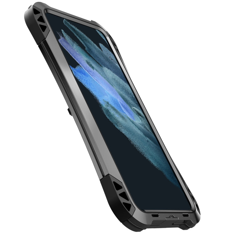For Samsung Galaxy S21 FE R-JUST AMIRA Shockproof Dustproof Water-resistant Metal Protective Case(Black)