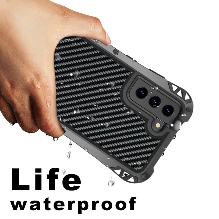 For Samsung Galaxy S21 FE R-JUST AMIRA Shockproof Dustproof Water-resistant Metal Protective Case(Black)