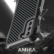 For Samsung Galaxy S21 FE R-JUST AMIRA Shockproof Dustproof Water-resistant Metal Protective Case(Black)