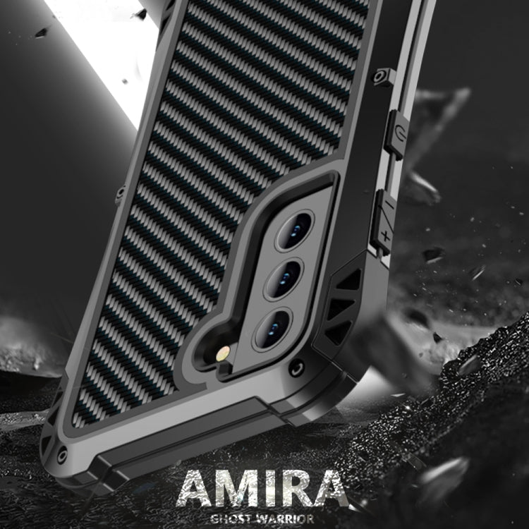 For Samsung Galaxy S21 FE R-JUST AMIRA Shockproof Dustproof Water-resistant Metal Protective Case(Black)