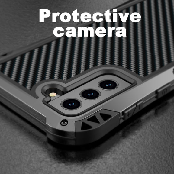 For Samsung Galaxy S21 FE R-JUST AMIRA Shockproof Dustproof Water-resistant Metal Protective Case(Black)