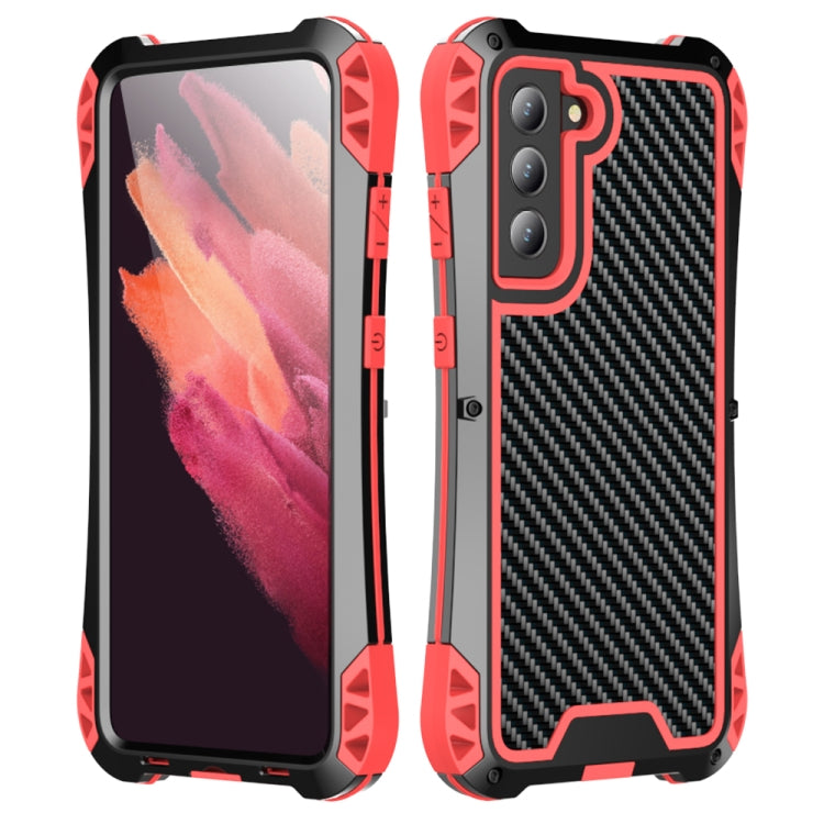 For Samsung Galaxy S21 FE R-JUST AMIRA Shockproof Dustproof Water-resistant Metal Protective Case(Red)