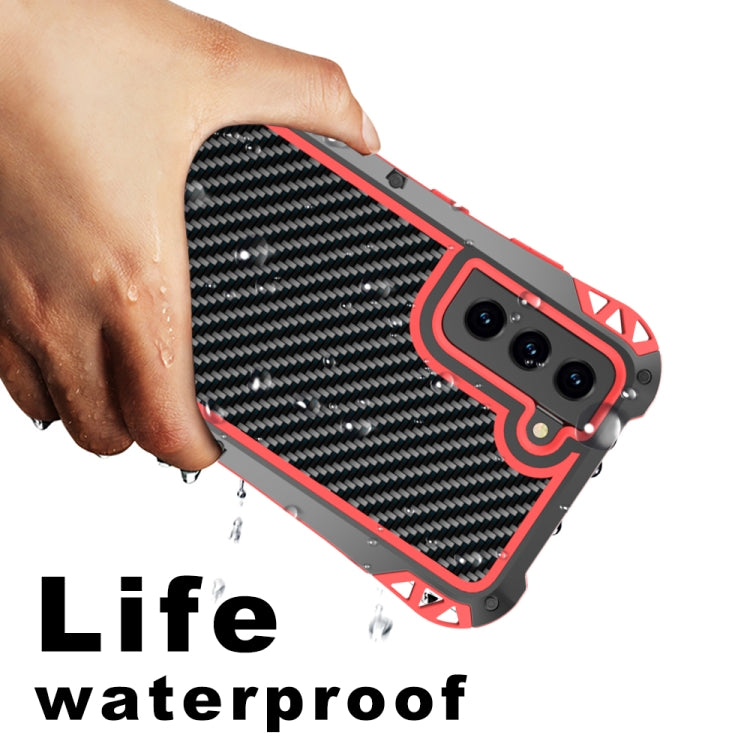 For Samsung Galaxy S21 FE R-JUST AMIRA Shockproof Dustproof Water-resistant Metal Protective Case(Red)