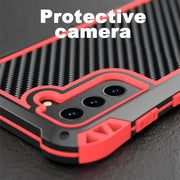 For Samsung Galaxy S21 FE R-JUST AMIRA Shockproof Dustproof Water-resistant Metal Protective Case(Red)