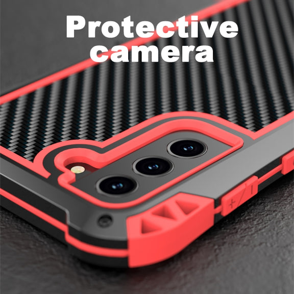 For Samsung Galaxy S21 FE R-JUST AMIRA Shockproof Dustproof Water-resistant Metal Protective Case(Red)