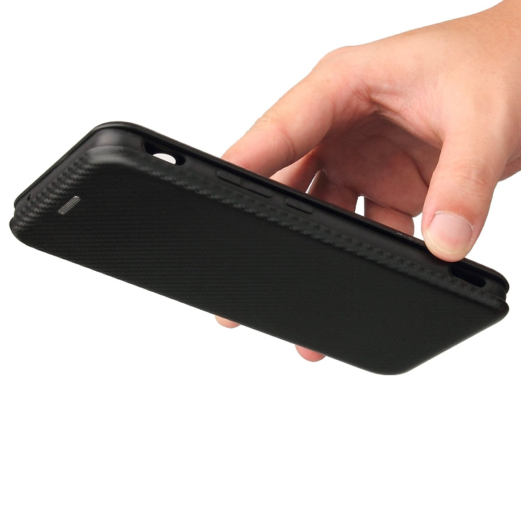 For ZTE Nubia Red Magic 6R Carbon Fiber Texture Horizontal Flip TPU + PC + PU Leather Case with Card Slot(Black)