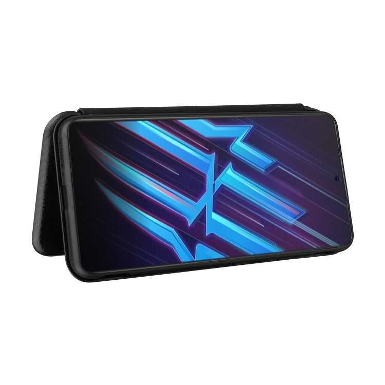 For ZTE Nubia Red Magic 6R Carbon Fiber Texture Horizontal Flip TPU + PC + PU Leather Case with Card Slot(Black)