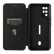 For ZTE Nubia Red Magic 6R Carbon Fiber Texture Horizontal Flip TPU + PC + PU Leather Case with Card Slot(Black)