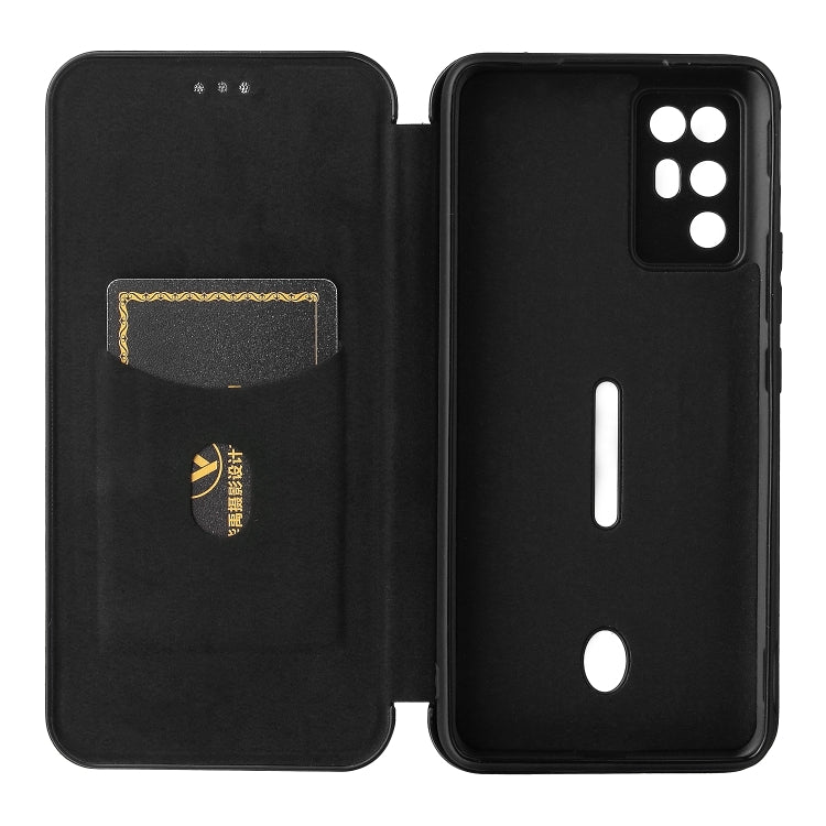 For ZTE Nubia Red Magic 6R Carbon Fiber Texture Horizontal Flip TPU + PC + PU Leather Case with Card Slot(Black)