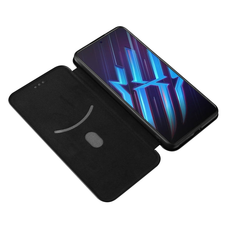 For ZTE Nubia Red Magic 6R Carbon Fiber Texture Horizontal Flip TPU + PC + PU Leather Case with Card Slot(Black)