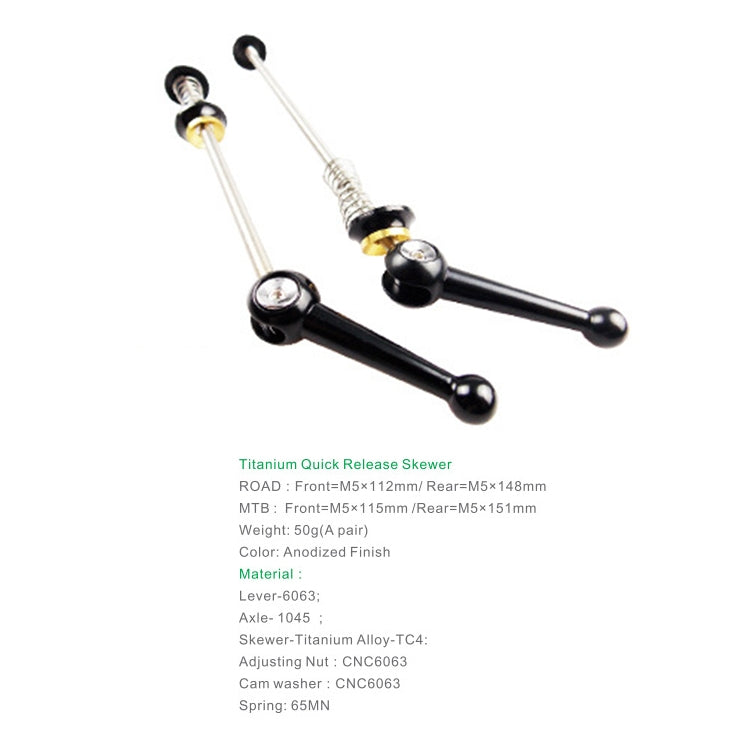 BIKERSAY Bicycle Skewers Quick Release Titanium Axle QR Wheel Hub Skewer For Road Bicycle, Model:QR003