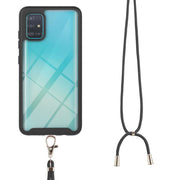 For Samsung Galaxy A51 / A515 Starry Sky Solid Color Series Shockproof PC + TPU Protective Case with Neck Strap(Black)