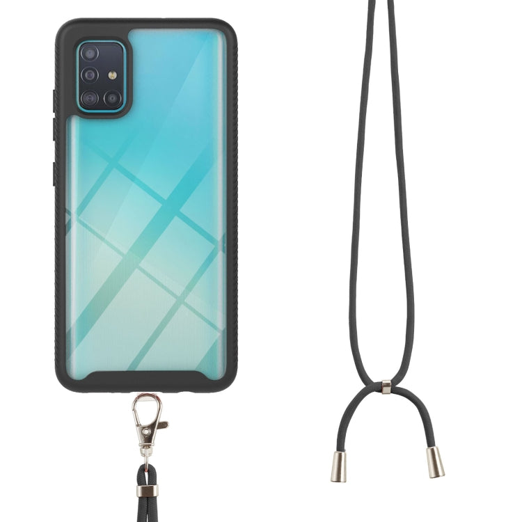 For Samsung Galaxy A51 / A515 Starry Sky Solid Color Series Shockproof PC + TPU Protective Case with Neck Strap(Black)