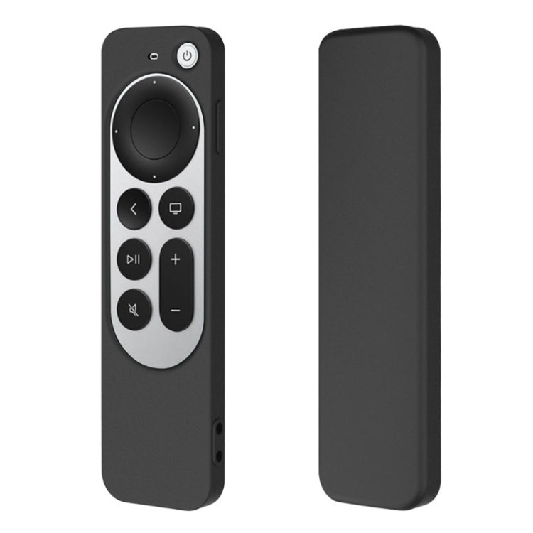 Silicone Protective Case Cover with Rope For Apple TV 4K 4th Siri Remote Controller(Black)