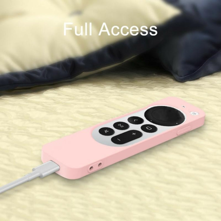 Silicone Protective Case Cover with Rope For Apple TV 4K 4th Siri Remote Controller(Sky Blue)
