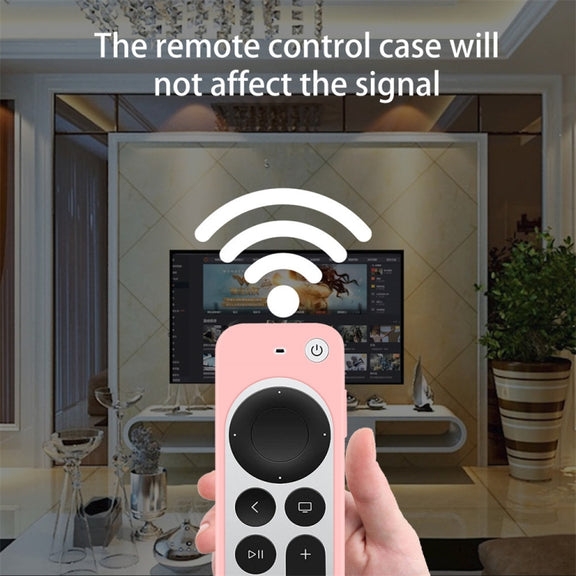 Silicone Protective Case Cover with Rope For Apple TV 4K 4th Siri Remote Controller(White)