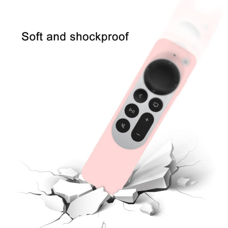Silicone Protective Case Cover with Rope For Apple TV 4K 4th Siri Remote Controller(Red)
